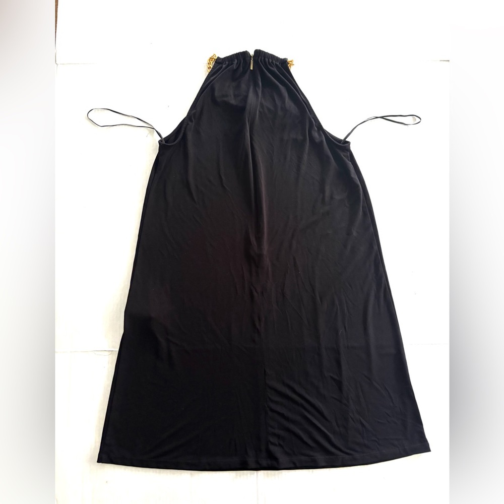 Michael Kors Little‎ Black Dress Chain Straps A-line Zipper Stretchy Women’s S - Picture 2 of 9